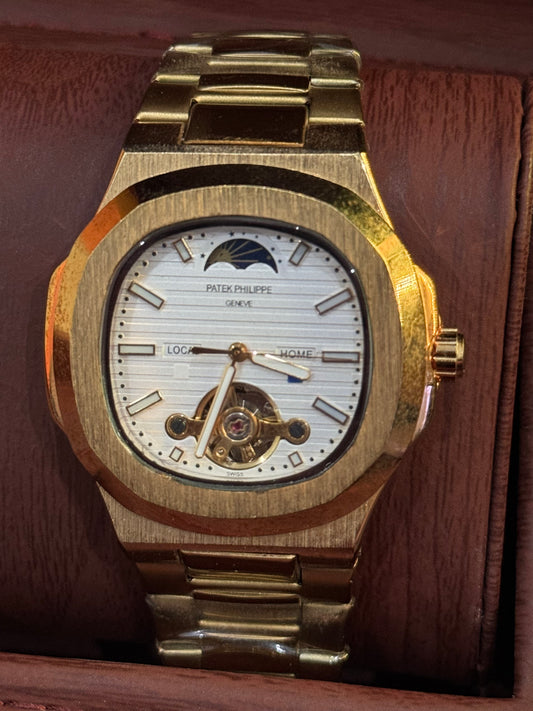 Rectangular Golden Patek Philippe automatic