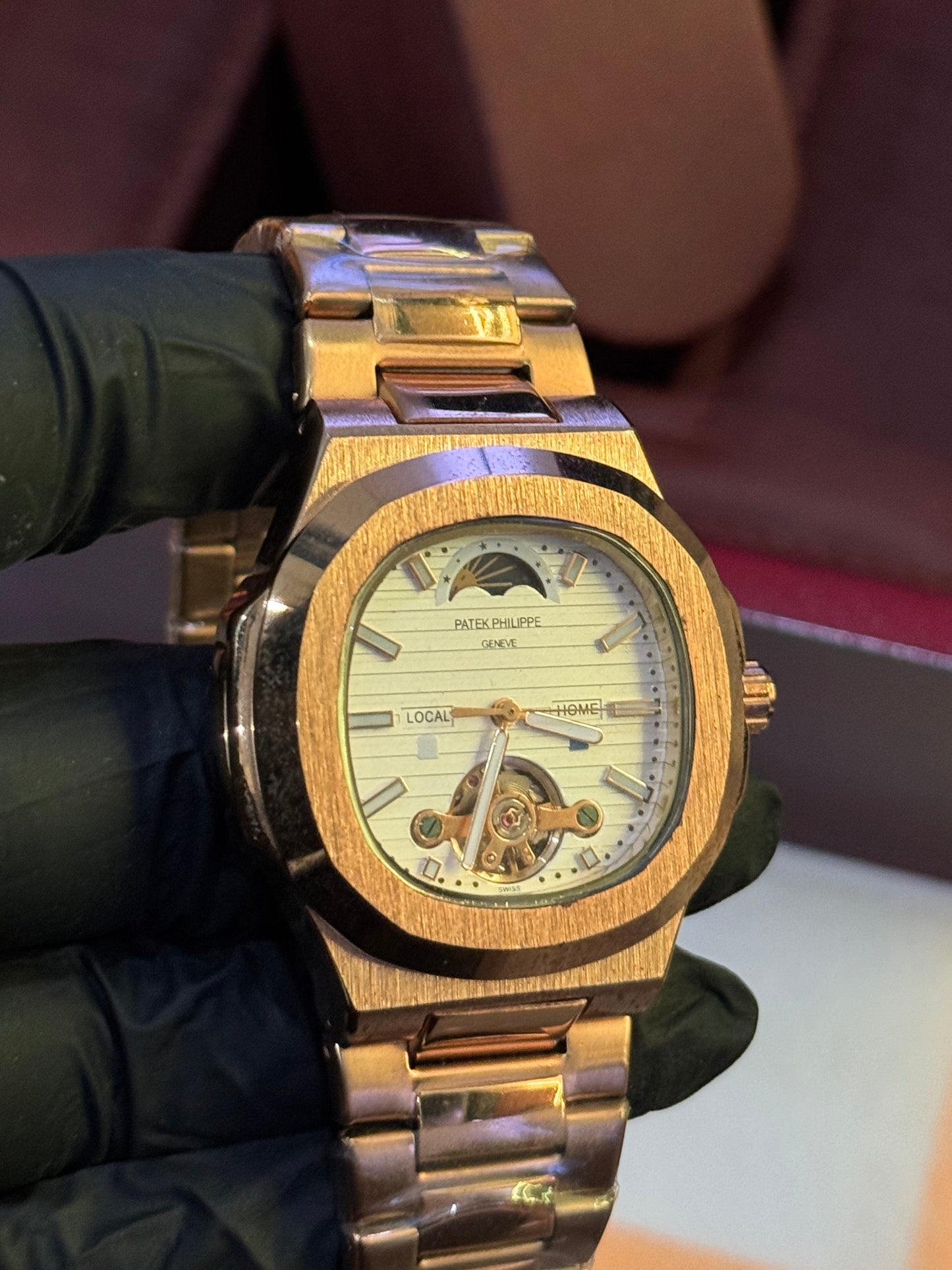 Rectangular Golden Patek Philippe automatic